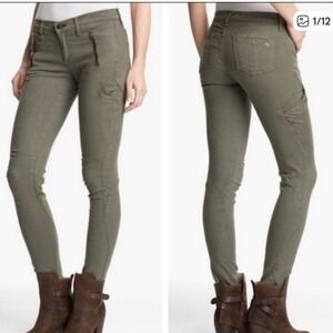 Rag & Bone Olive‎ Green Skinny Cargo Pants Zip Pockets Moto Style Size 27